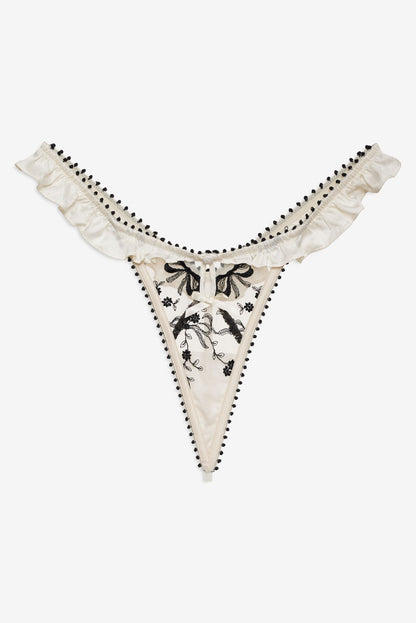 Bow Time Thong Panty - Cream | For Love and Lemons