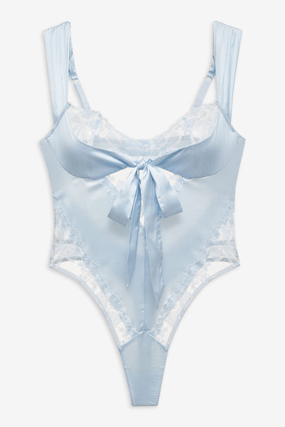 Blair Bow Bodysuit - Blue | For Love and Lemons
