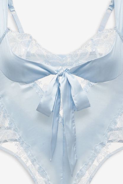 Blair Bow Bodysuit - Blue | For Love and Lemons