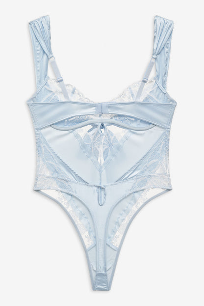 Blair Bow Bodysuit - Blue | For Love and Lemons