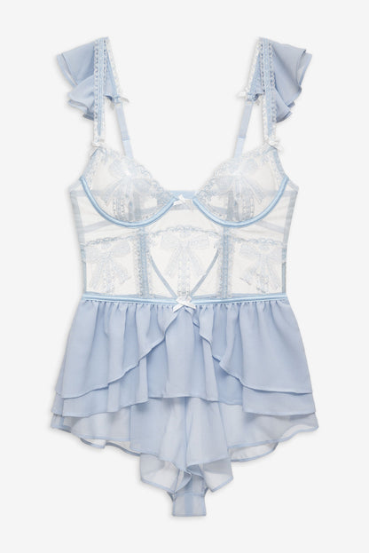 Blair Bow Romper - Blue | For Love and Lemons