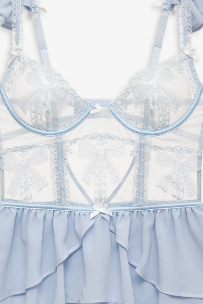 Blair Bow Romper - Blue | For Love and Lemons