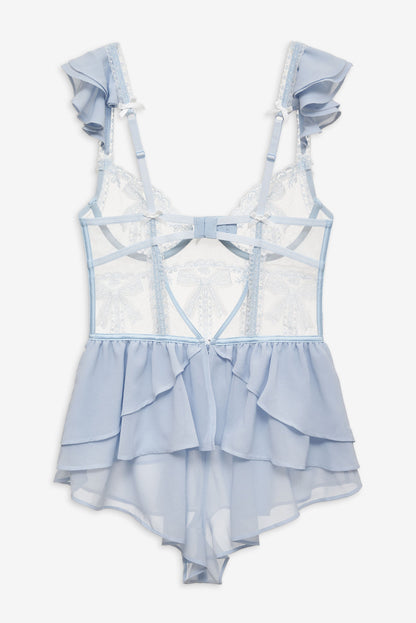 Blair Bow Romper - Blue | For Love and Lemons
