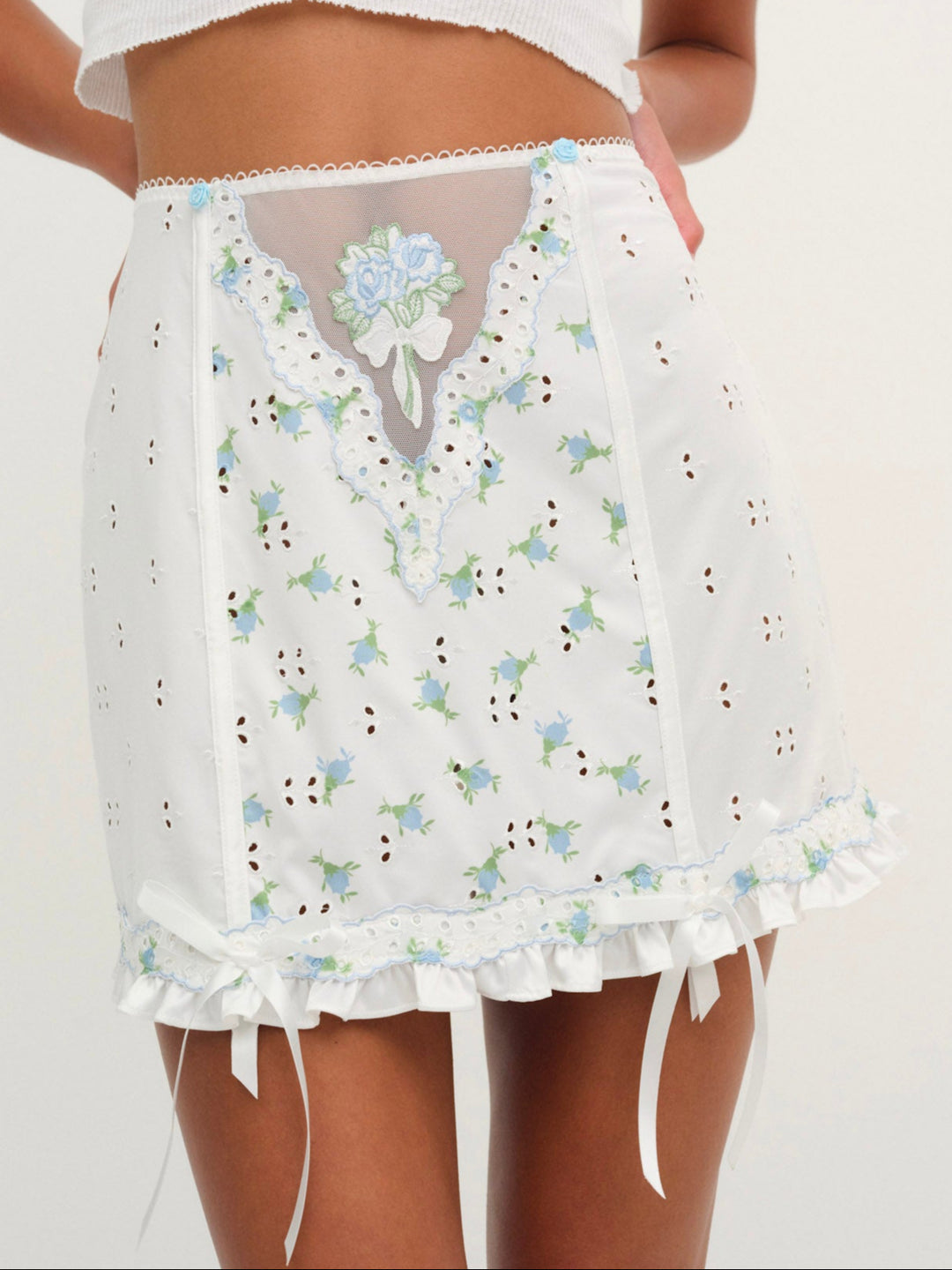 Budding Blossom Garter Skirt - White | For Love and Lemons