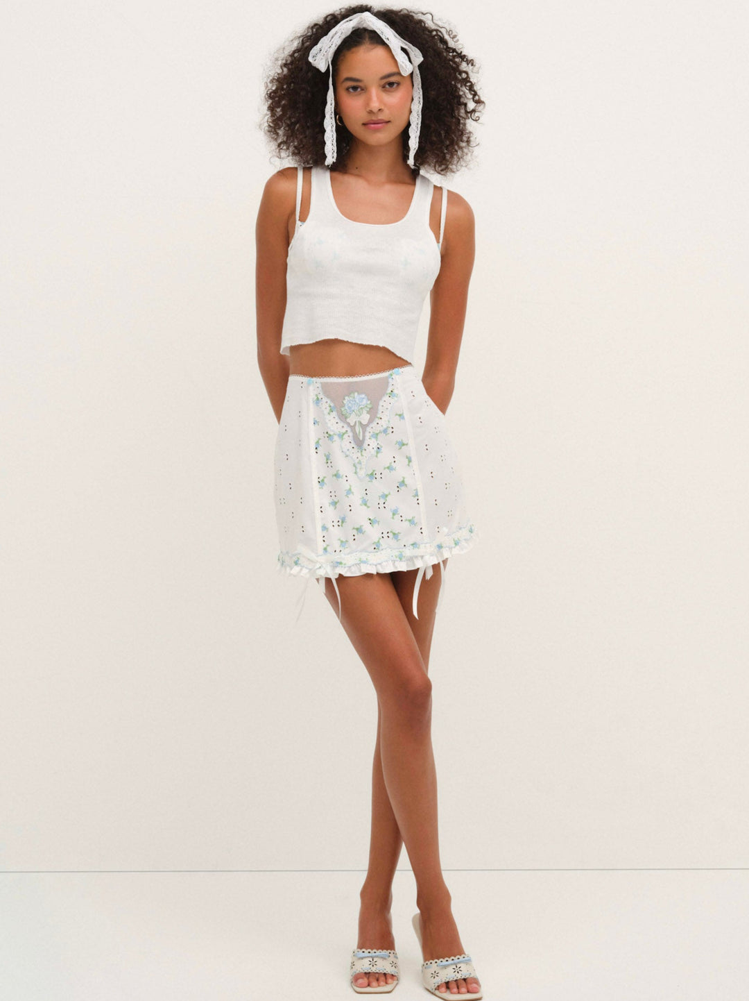 Budding Blossom Garter Skirt - White | For Love and Lemons
