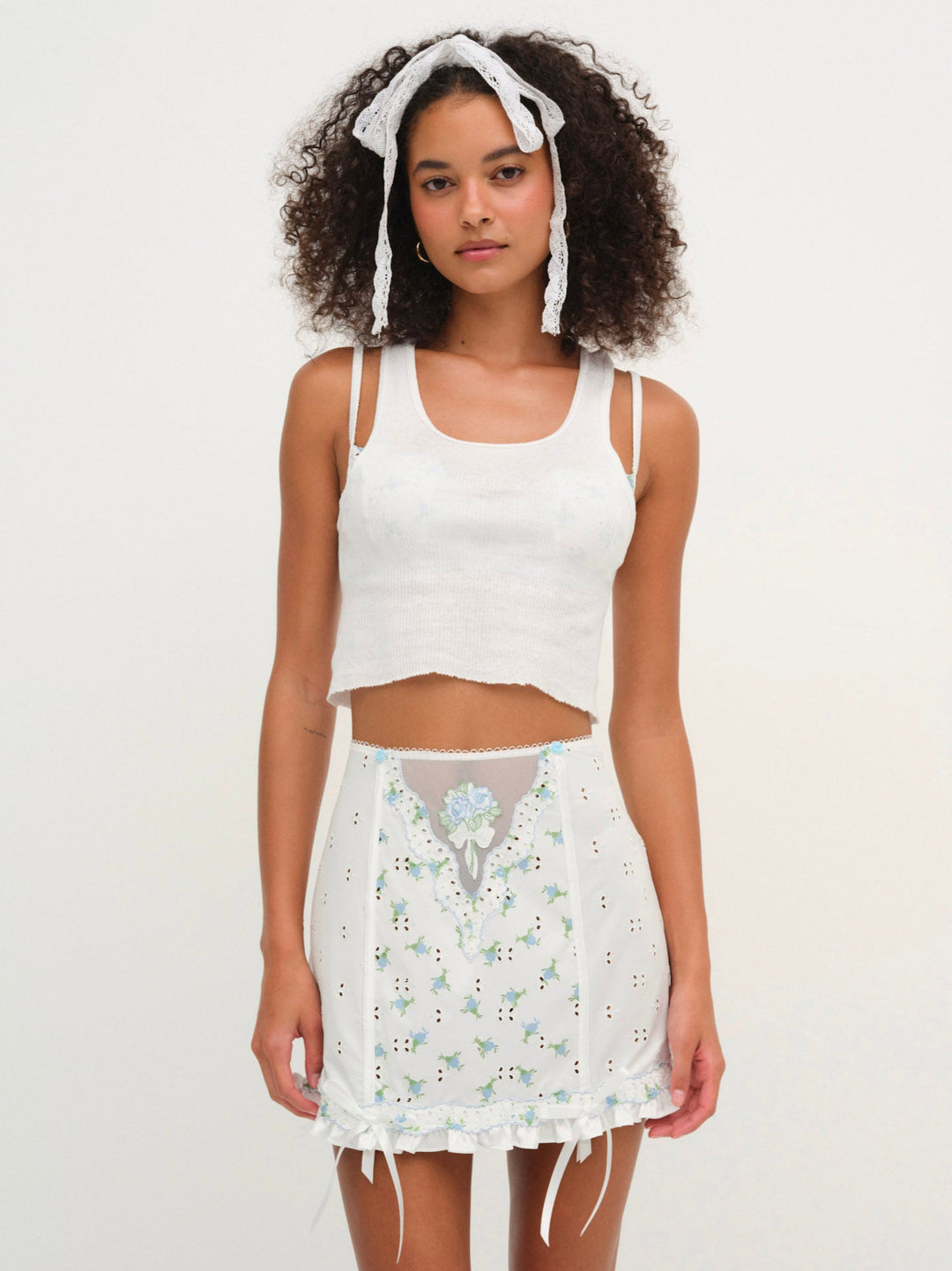 Budding Blossom Garter Skirt - White | For Love and Lemons