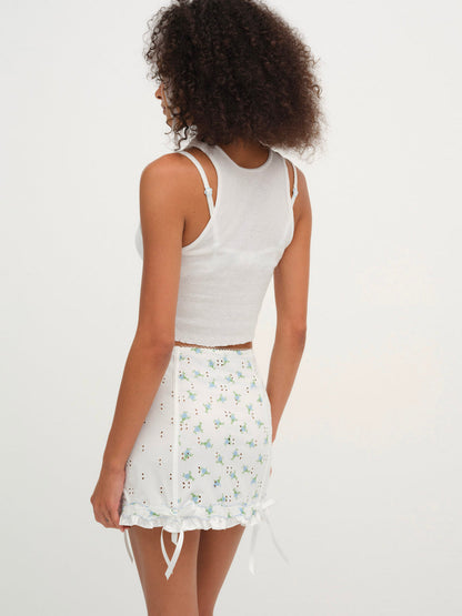 Budding Blossom Garter Skirt - White | For Love and Lemons