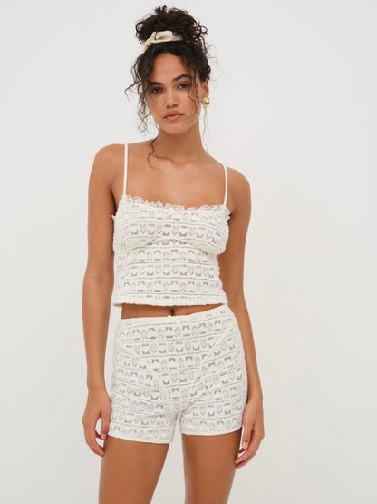 Reba Sleep Boyshort - White | For Love and Lemons