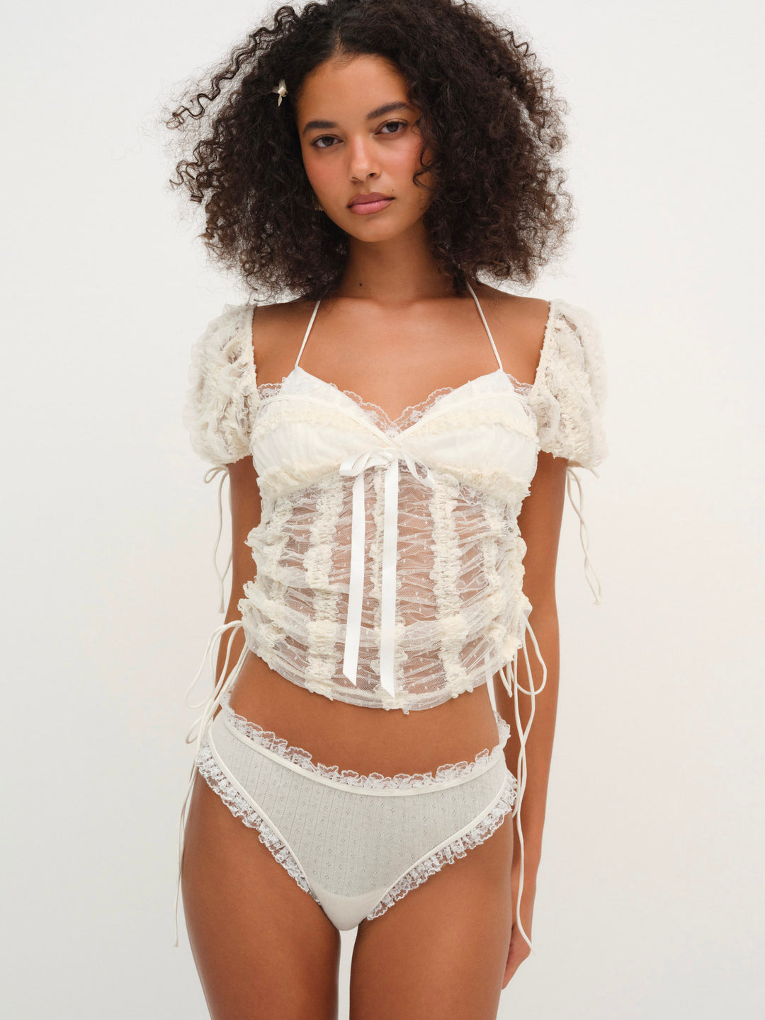 Romy Cheeky Panty - White | For Love and Lemons