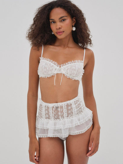 Layer Cake Chiffon Underwire Bra - White | For Love and Lemons