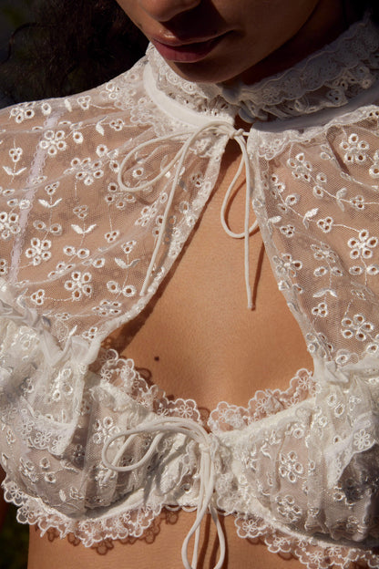Layer Cake Chiffon Underwire Bra - White | For Love and Lemons