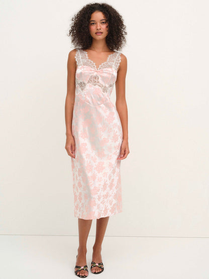 Audrey Jacquard Midi Slip - Peach | For Love and Lemons