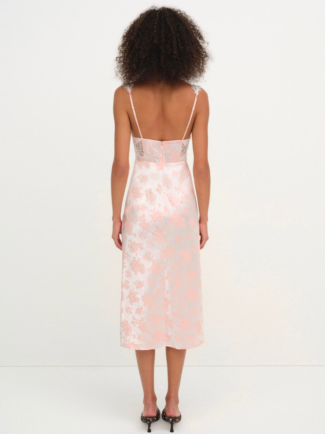 Audrey Jacquard Midi Slip - Peach | For Love and Lemons