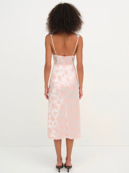 Audrey Jacquard Midi Slip - Peach | For Love and Lemons