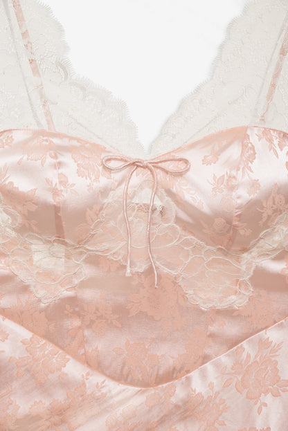 Audrey Jacquard Midi Slip - Peach | For Love and Lemons