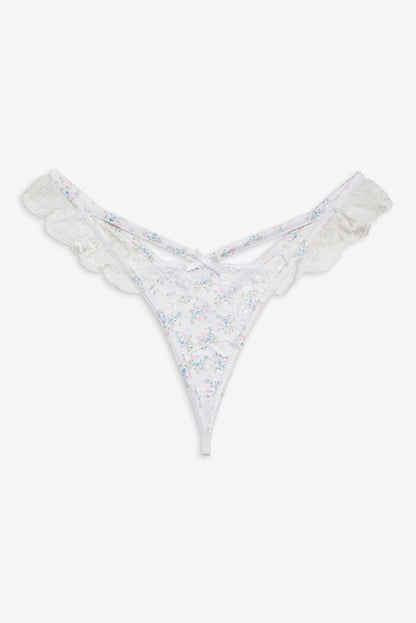 Sweet Escape Thong Panty - White | For Love and Lemons