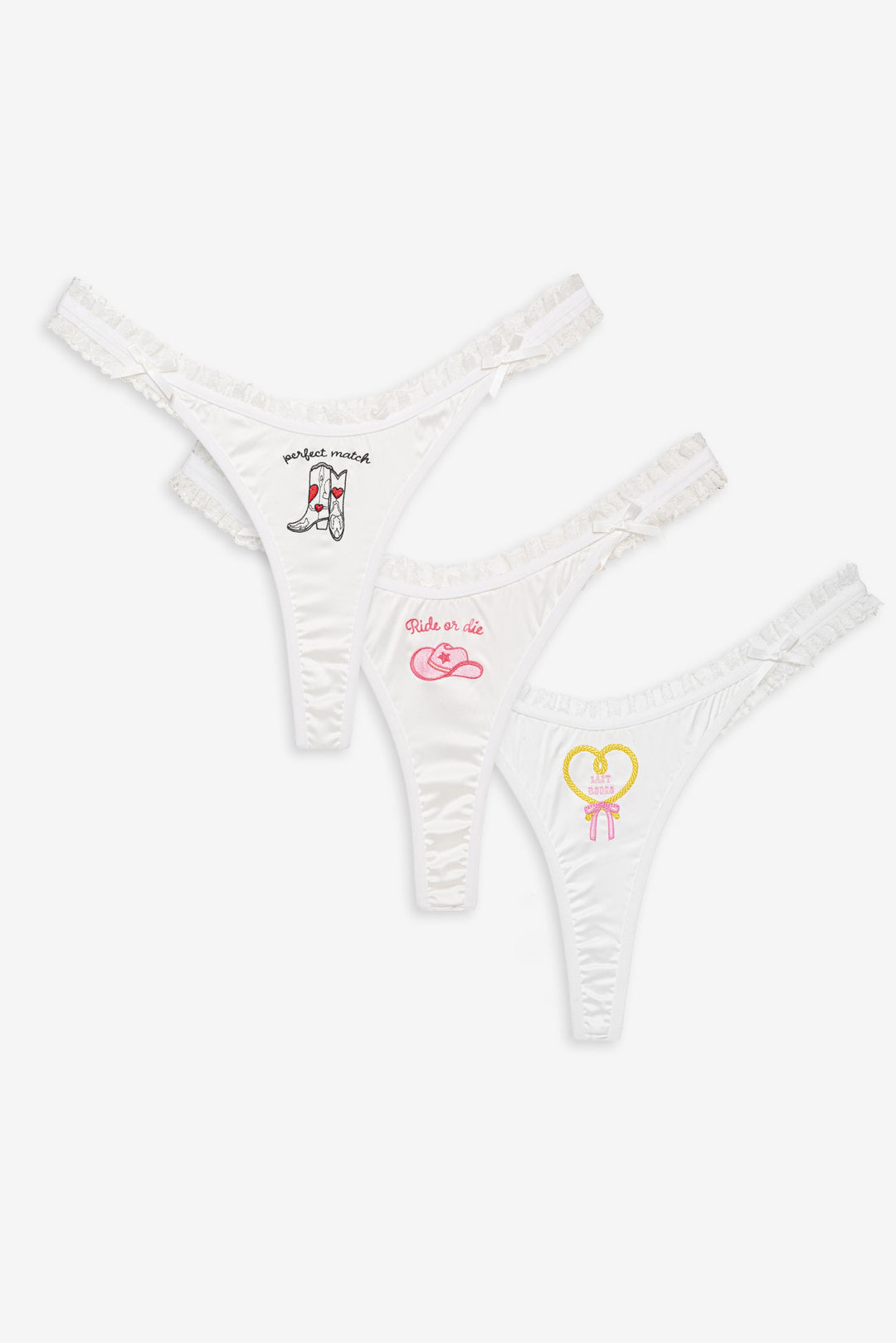 Bachelorette Thong Panty Pack - White | For Love and Lemons