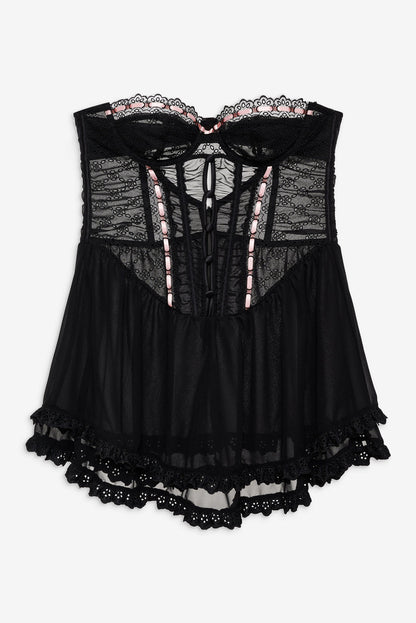 Elena Eyelet Slip Dress - Black | For Love and Lemons