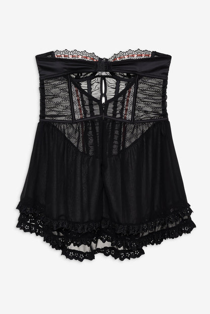 Elena Eyelet Slip Dress - Black | For Love and Lemons