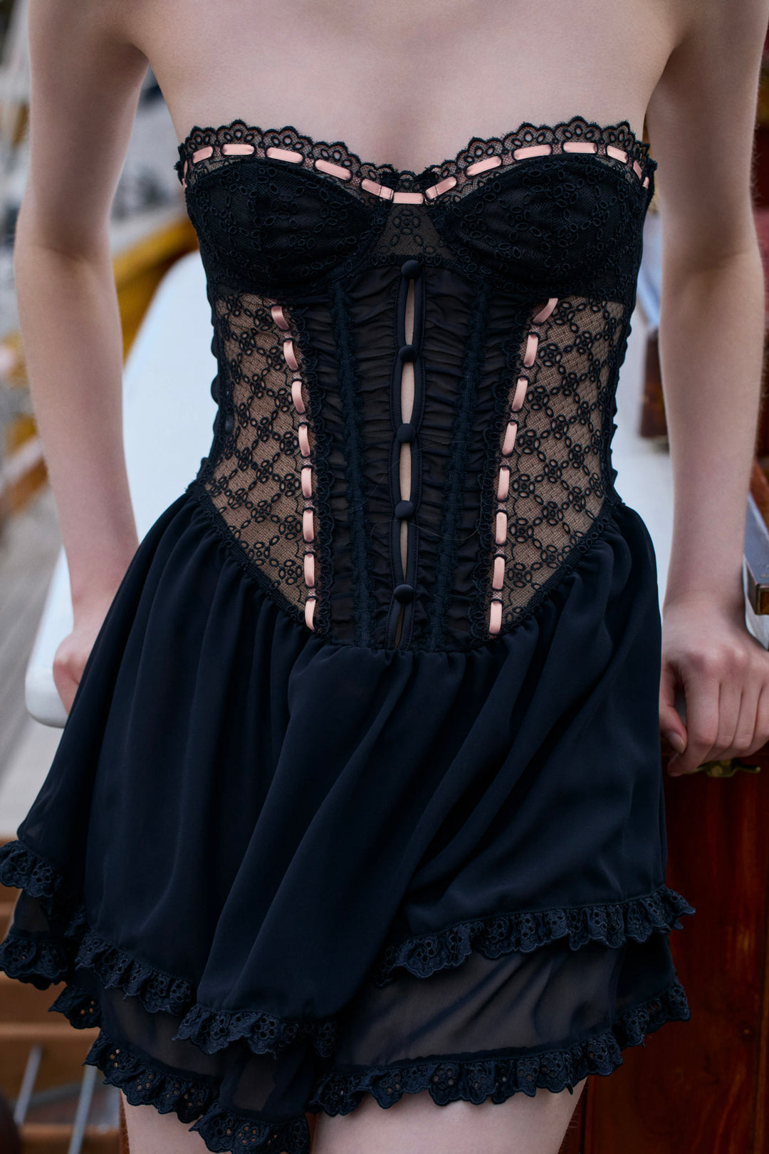 Elena Eyelet Slip Dress - Black | For Love and Lemons