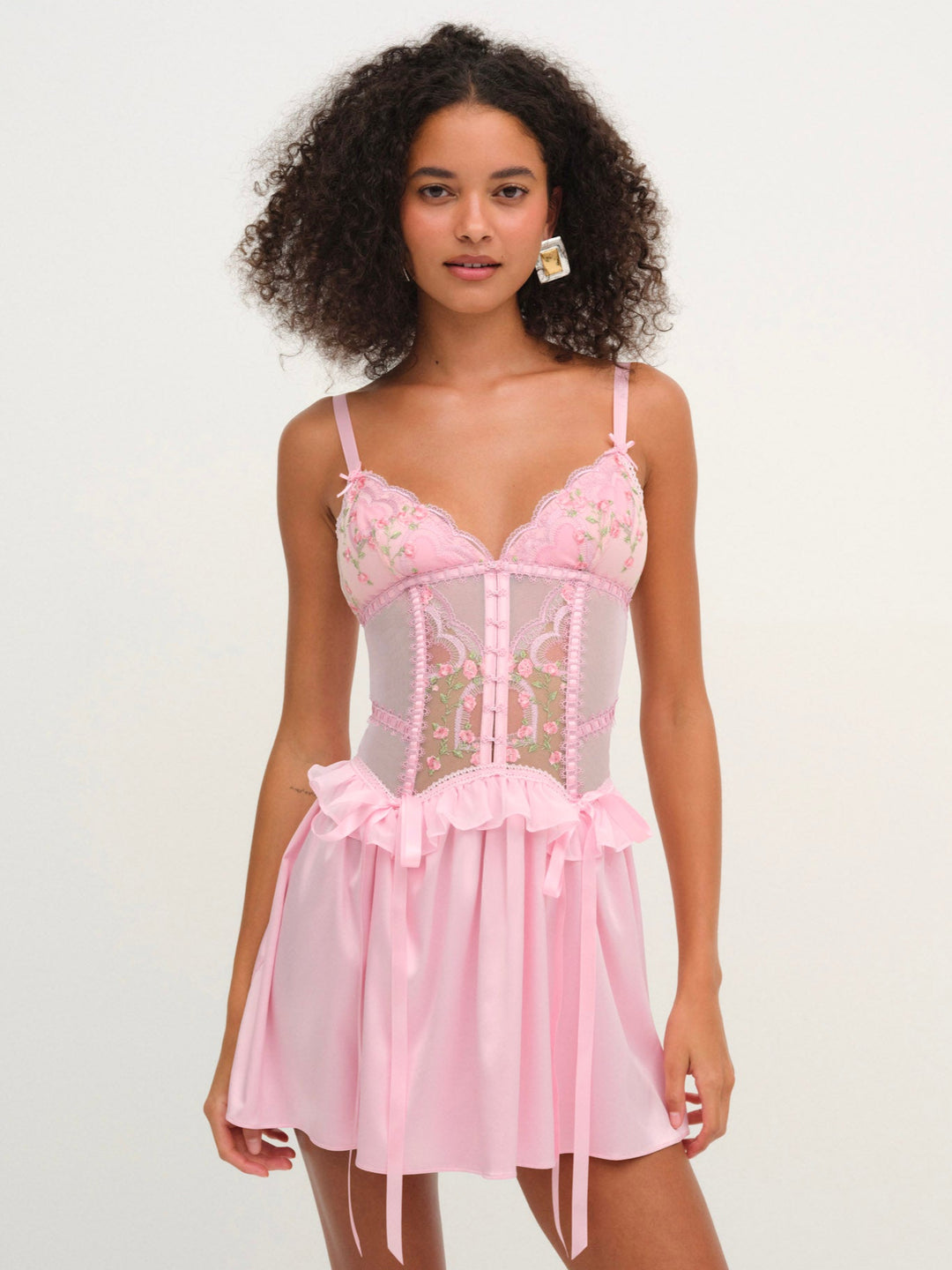 Ily Embroidered Slip Dress - Pink | For Love and Lemons