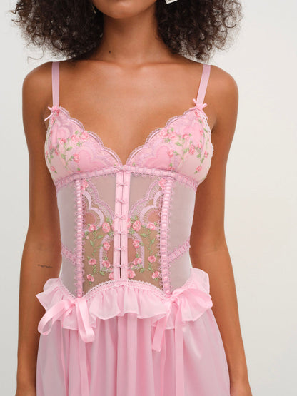Ily Embroidered Slip Dress - Pink | For Love and Lemons