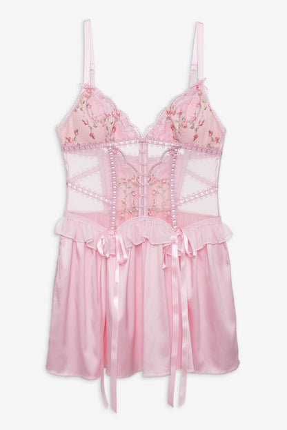 Ily Embroidered Slip Dress - Pink | For Love and Lemons