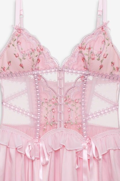 Ily Embroidered Slip Dress - Pink | For Love and Lemons