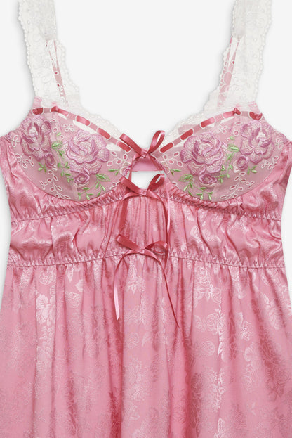 Rose Milk Eyelet Slip Dress - Pink | For Love and Lemons