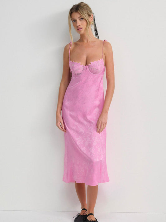 Maye Embroidered Slip Dress - Pink | For Love and Lemons