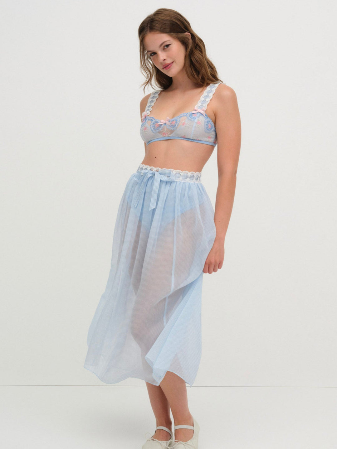 Dainty Doily Midi Skirt - Blue | For Love and Lemons