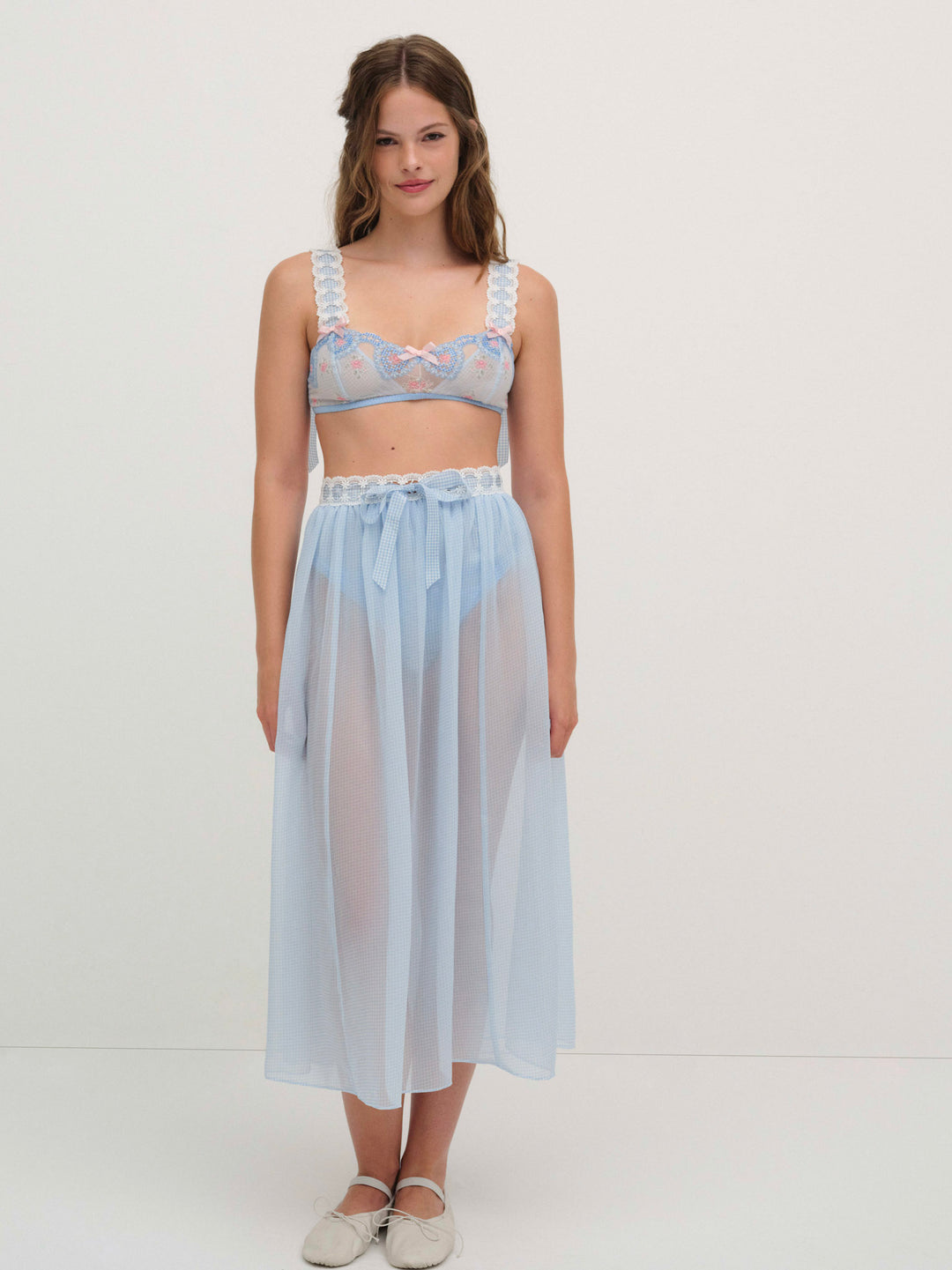Dainty Doily Midi Skirt - Blue | For Love and Lemons