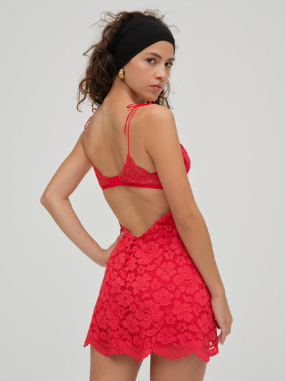 Creamsicle Lace Slip Dress - Red | For Love and Lemons