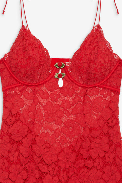Creamsicle Lace Slip Dress - Red | For Love and Lemons
