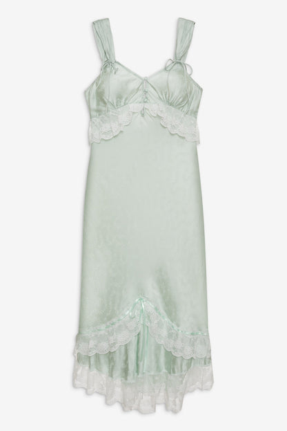 Mint Twist Jacquard Midi Slip Dress - Mint | For Love and Lemons