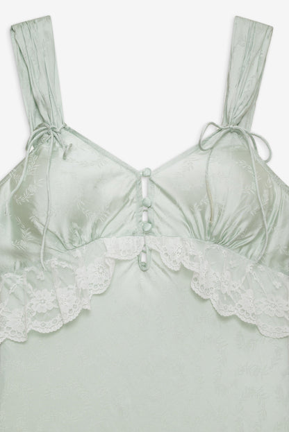 Mint Twist Jacquard Midi Slip Dress - Mint | For Love and Lemons