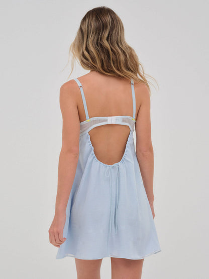 Gingham Rose Slip Dress - Blue | For Love and Lemons