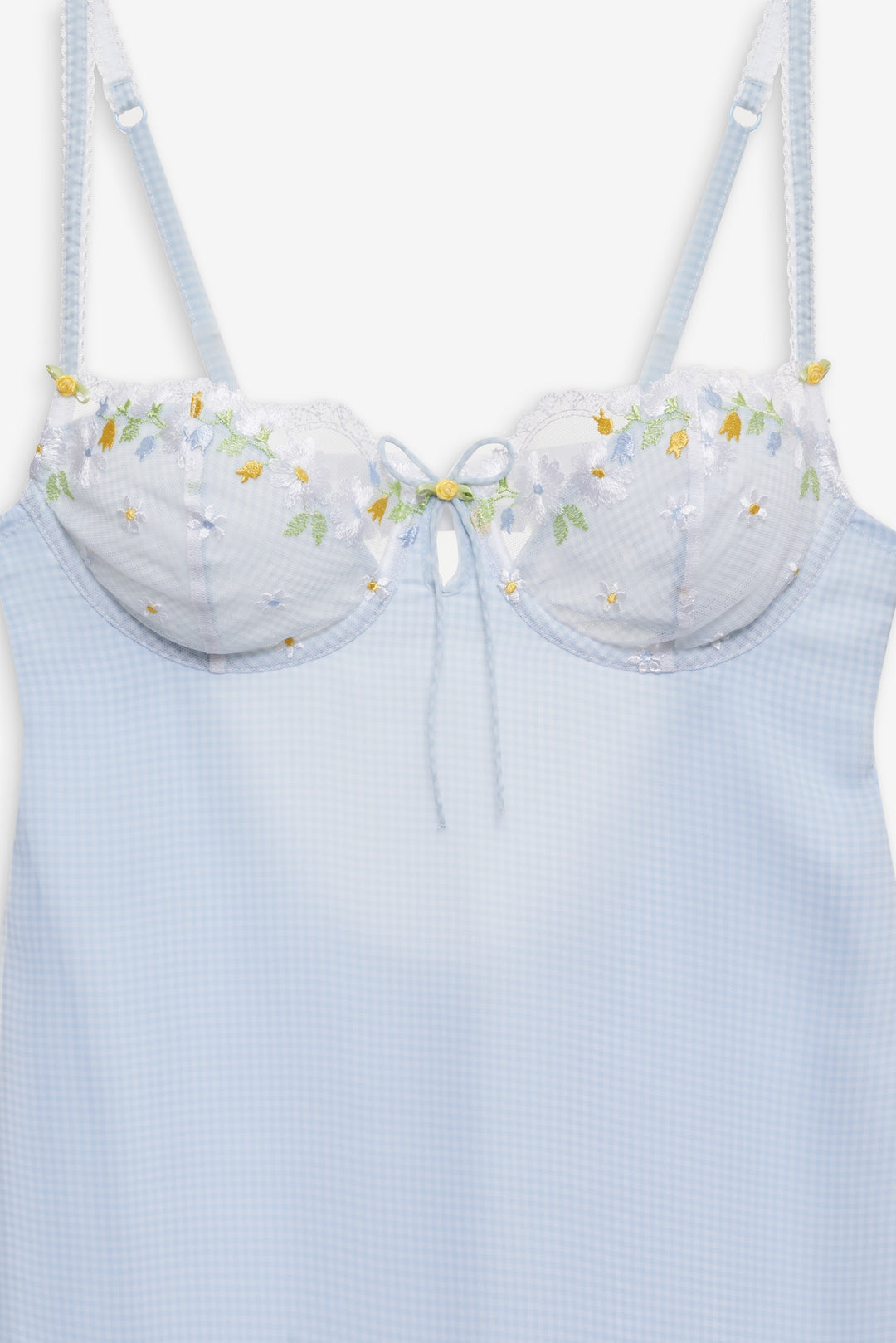 Gingham Rose Slip Dress - Blue | For Love and Lemons