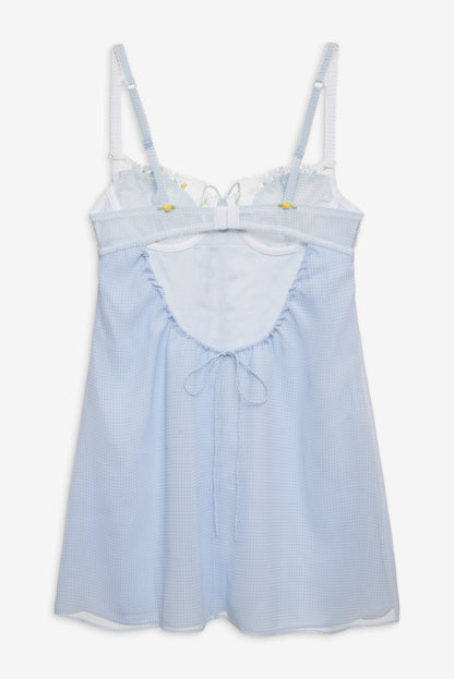 Gingham Rose Slip Dress - Blue | For Love and Lemons