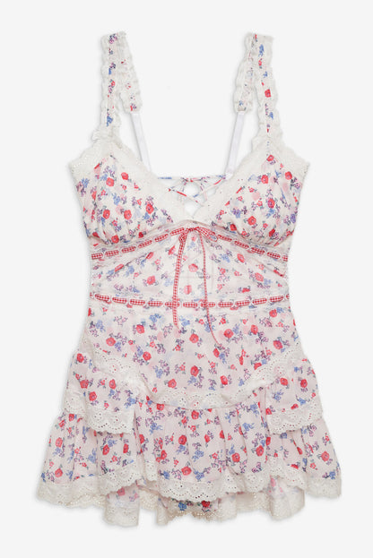 Ditsy Day Slip Dress - Red | For Love and Lemons