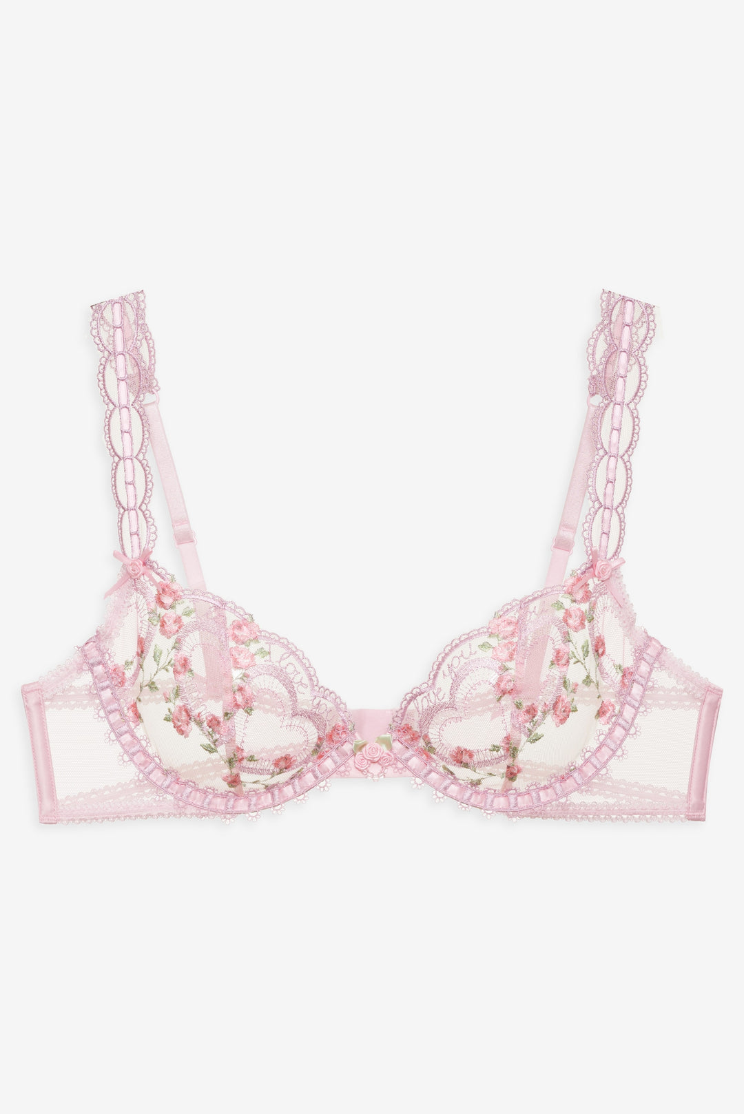 Ily Embroidered Underwire Bra - Pink | For Love and Lemons