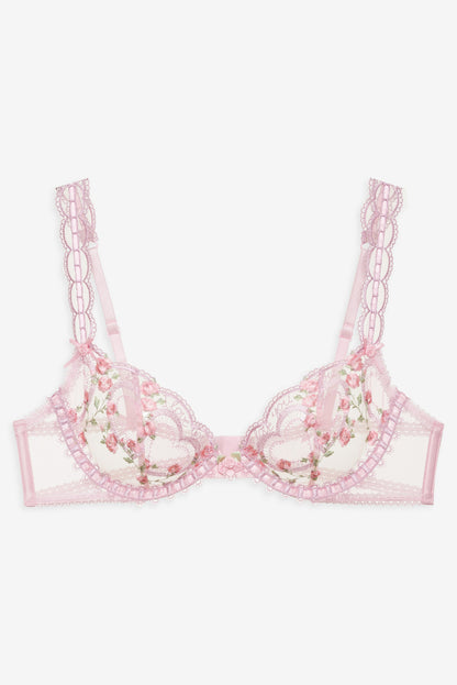 Ily Embroidered Underwire Bra - Pink | For Love and Lemons