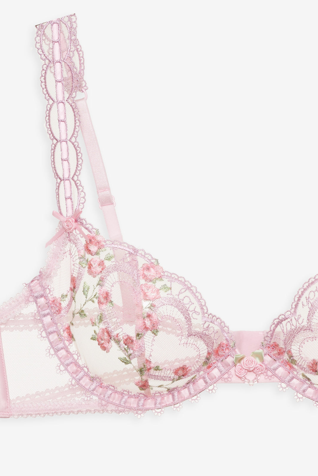 Ily Embroidered Underwire Bra - Pink | For Love and Lemons