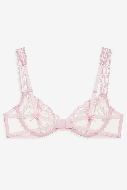 Ily Embroidered Underwire Bra - Pink | For Love and Lemons