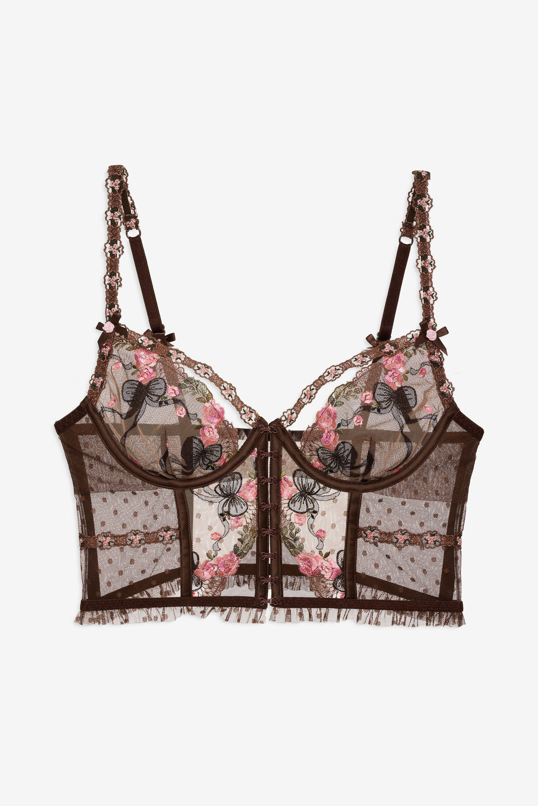 Runaway Bows Bustier - Brown | For Love and Lemons