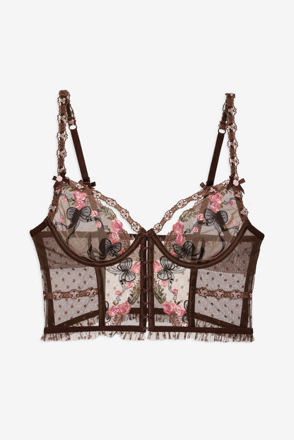 Runaway Bows Bustier - Brown | For Love and Lemons