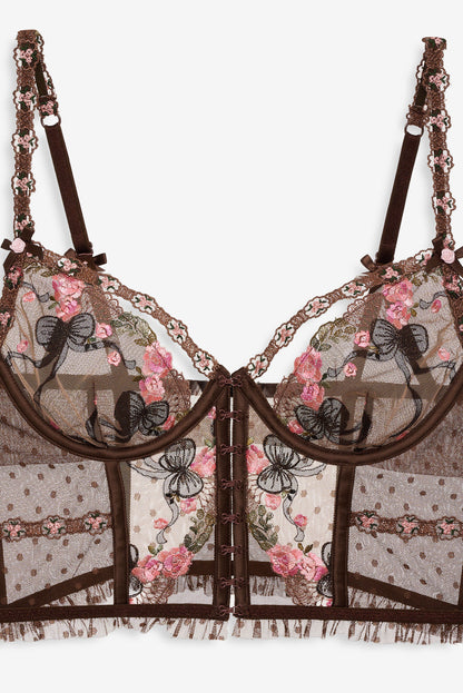Runaway Bows Bustier - Brown | For Love and Lemons