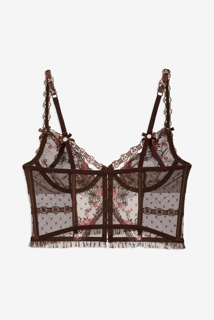 Runaway Bows Bustier - Brown | For Love and Lemons