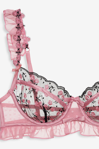 Rose Cluster Underwire Bra - Pink | For Love and Lemons