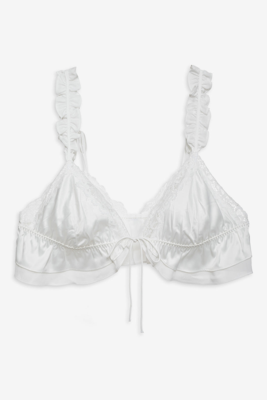 Butterfly Lace Ruffle Bralette - White | For Love and Lemons